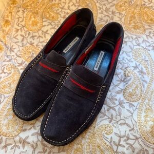 Manolo Blahnik Blue and Red Suede Loafers for Men